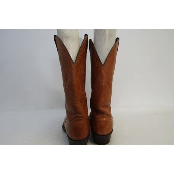 JUSTIN Mens Size 10 D Brown Orange Leather Cowboy Western Boots main image 6